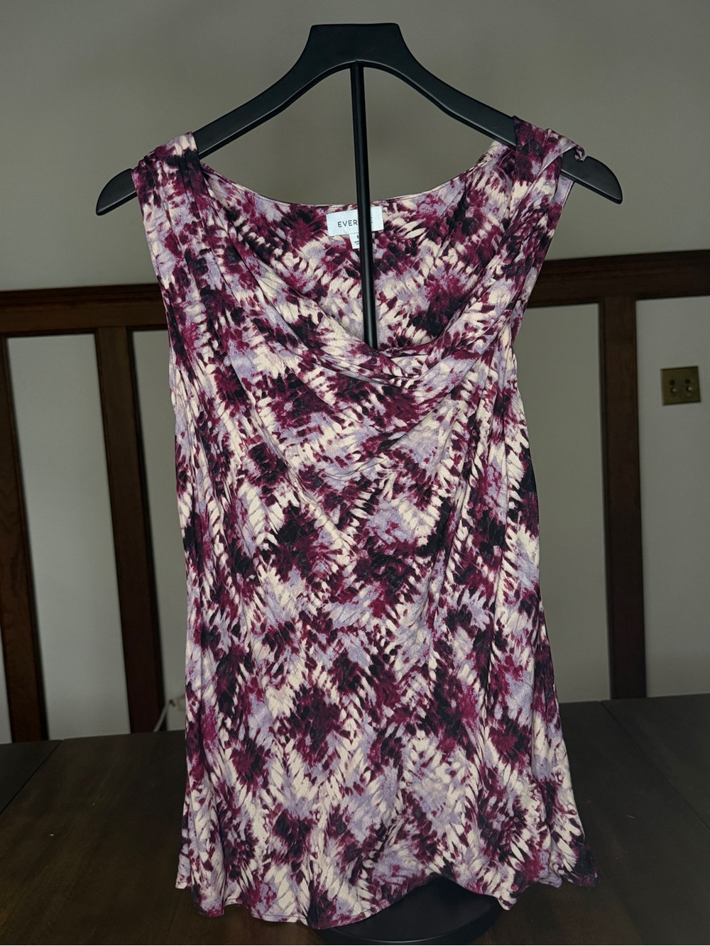 Evereve Picone Purple Multifloral Sleeveless Asymmetrical Cowl Neck Top